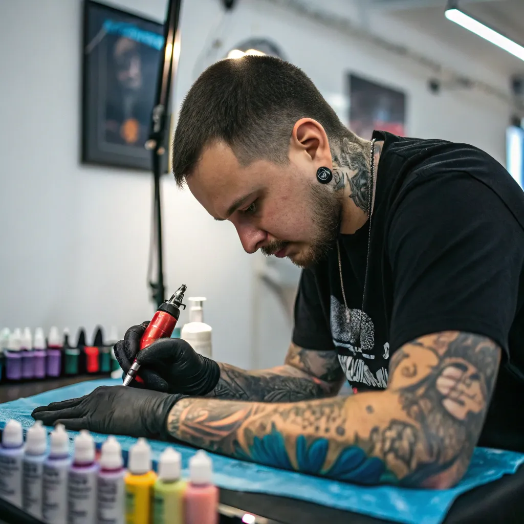 Tattoo artist at work