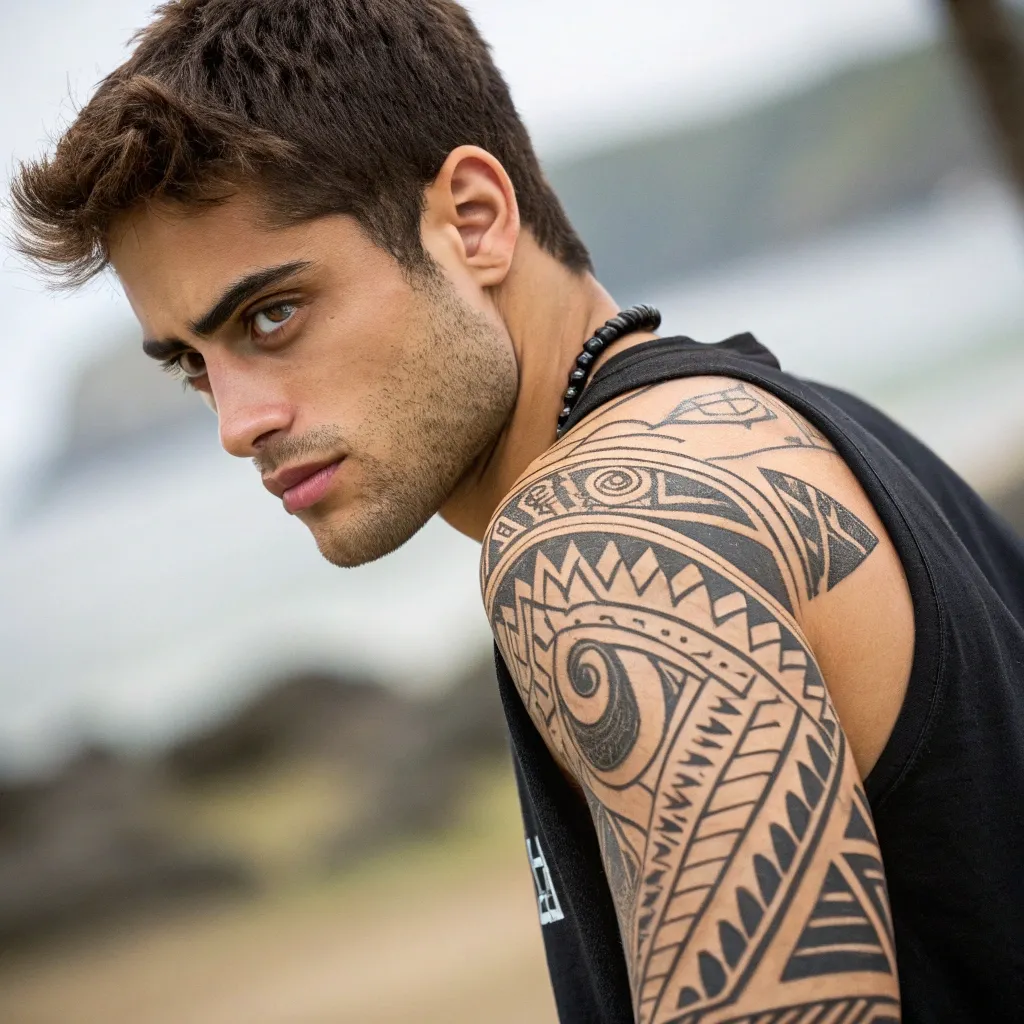 Lucas with his tribal tattoo